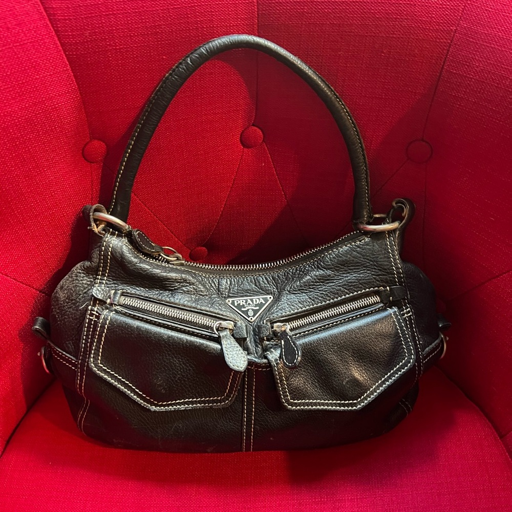 Prada Black Leather Shoulder Bag